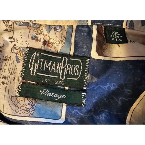 Gitman Bros Vintage Postcard Camp Blue Men Size XXL Made in USA - Picture 2 of 16